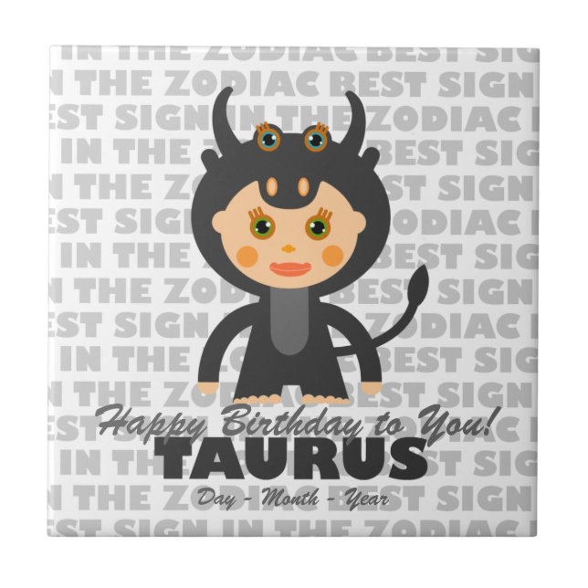 Taurus Happy Birthday Tile (Front)