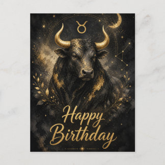Taurus Happy Birthday Zodiac Design Postcard