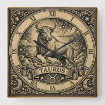 Taurus Horloge murale Zodiaque Vintage