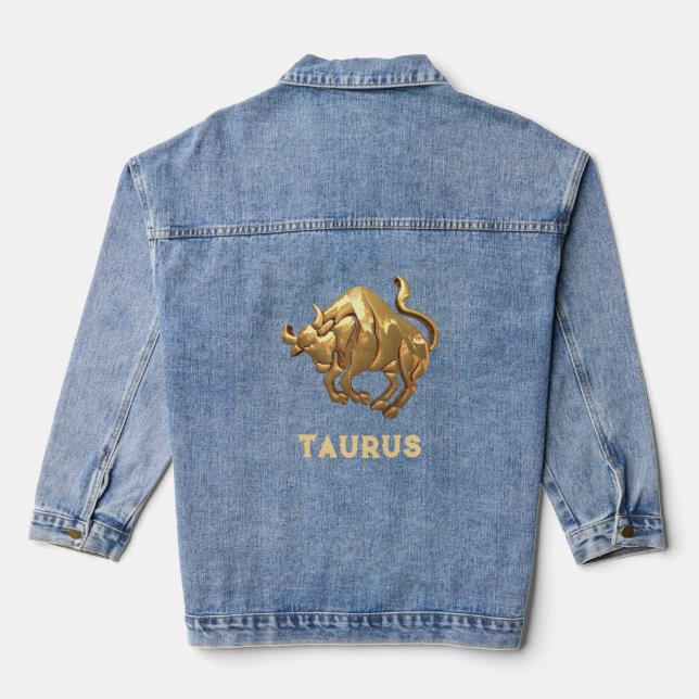 Taurus le Bull Zodiac femme Denim Jacket (Verso)