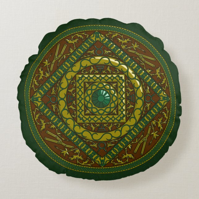 Taurus Mandala Round Pillow (Front)