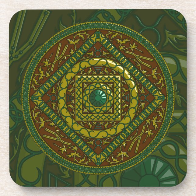 Taurus Mandala Square Coaster (Front)
