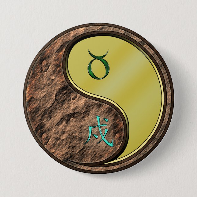 Taurus & Metal Dog 3 Inch Round Button (Front)