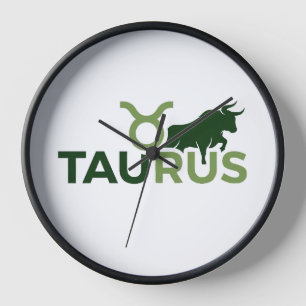 Taurus Modern Overlap Typography Zodiac Graphic Clock
