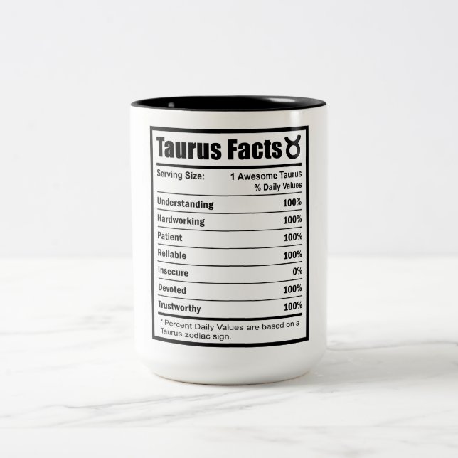 Taurus Nutrition Facts     Two-Tone Coffee Mug (Center)