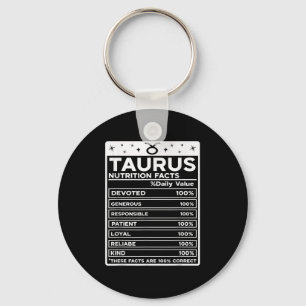 Taurus Nutritional Style Zodiac Design, Taurus Keychain