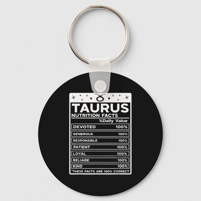 Taurus Nutritional Style Zodiac Design, Taurus  Keychain (Front)