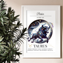 Taurus Personalized Elegant Zodiac Watercolor