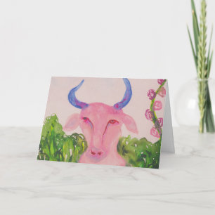 Taurus Pink Zodiac Symbol Birthday Card