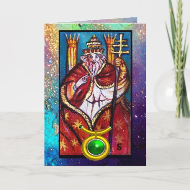 TAURUS,POPE HIEROPHANT TAROT ZODIAC BIRTHDAY CARD (Front)
