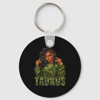 Taurus Queen Locd Black Woman Camo Zodiac Sign  Keychain
