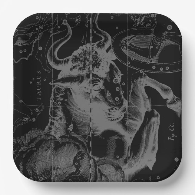 Taurus Sign Constellation Hevelius circa 1690 Paper Plate (Front)