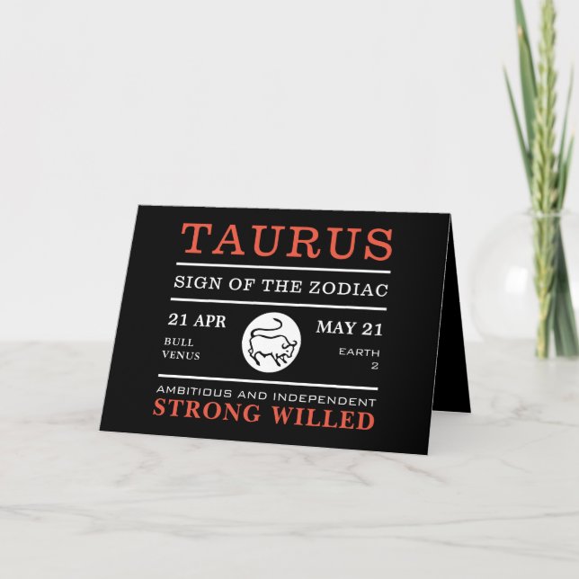 Taurus Sign of the Zodiac, Astrological Card (Front)