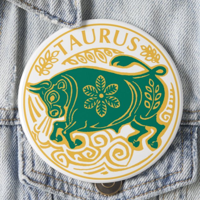 Taurus Sign of the Zodiac on a 4 Inch Round Button (Creator Uploaded)