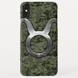 Taurus Sign on Woodland Green Digital Camouflage iPhone XS Max Case