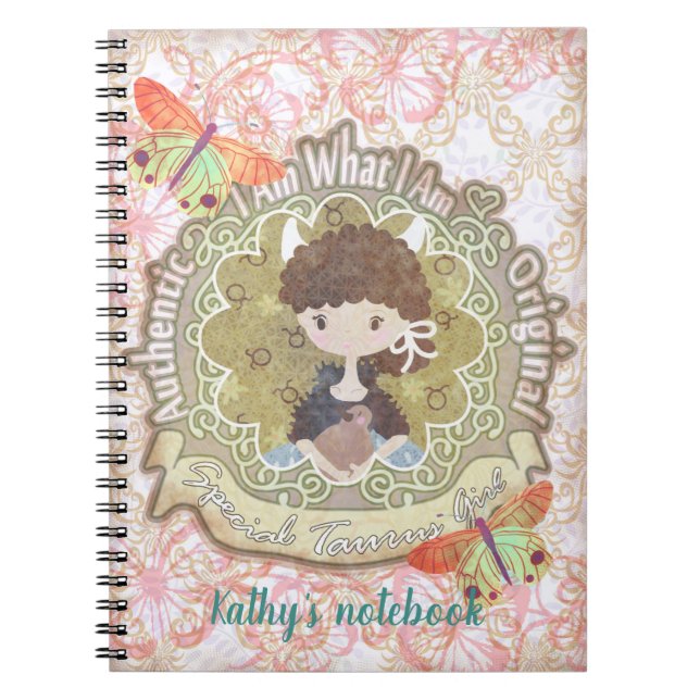 Taurus signs. Personalized. notebook (Front)