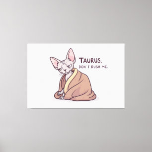 Taurus Sphynx Cat Calm Zodiac Attitude Art Canvas Print