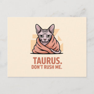 Taurus Sphynx Cat Zodiac Attitude Art Postcard