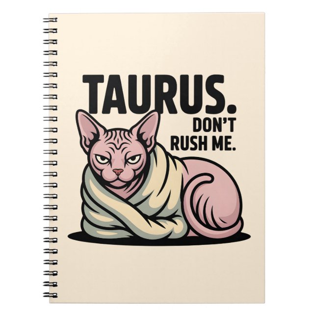 Taurus Sphynx Cat Zodiac Attitude Illustration Notebook (Front)