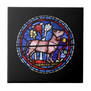 Taurus Stained Glass Chartres - Ceramic Tile