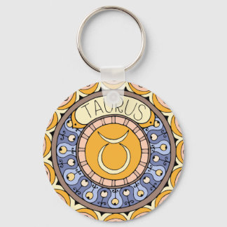 Taurus Taurus sign colorful Mandala Keychain