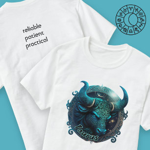 Taurus Teal and Black Watercolor Zodiac Men's Tee