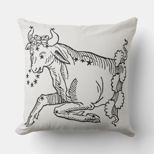 Taurus (the Bull) an illustration from the 'Poetic Throw Pillow (Front)