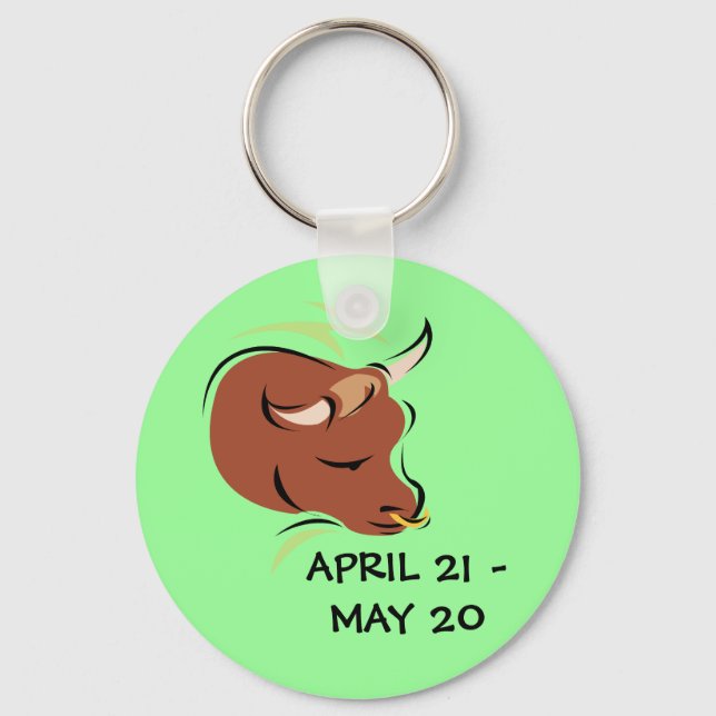 Taurus the Bull Artistic Zodiac Sign Illustration Keychain (Front)