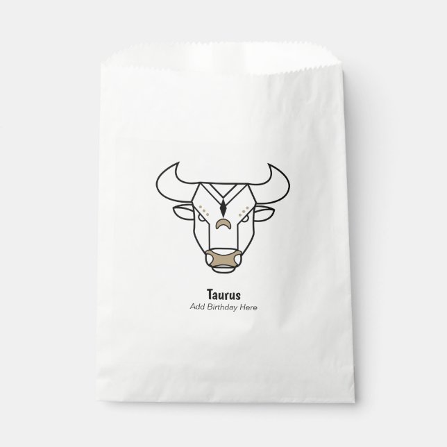 Taurus the bull black gold personalized zodiac favour bag (Front)