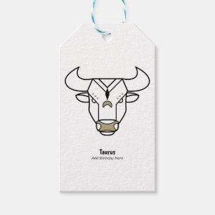 Taurus the bull black gold personalized zodiac gift tags