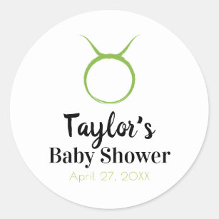 TAURUS The Bull Green Astrology Zodiac Baby Shower Classic Round Sticker