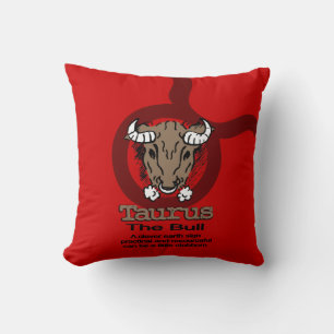Taurus the Bull red pillow
