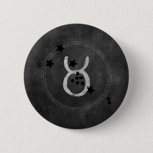 Taurus the bull zodiac constellation distressed  2 inch round button