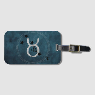 Taurus the bull zodiac constellation distressed  luggage tag