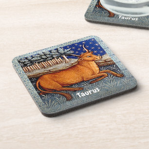 Taurus the Bull Zodiac Sign Birthday Party Coaster