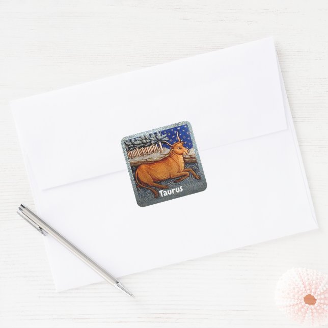 Taurus the Bull Zodiac Sign Birthday Party Square Sticker (Envelope)