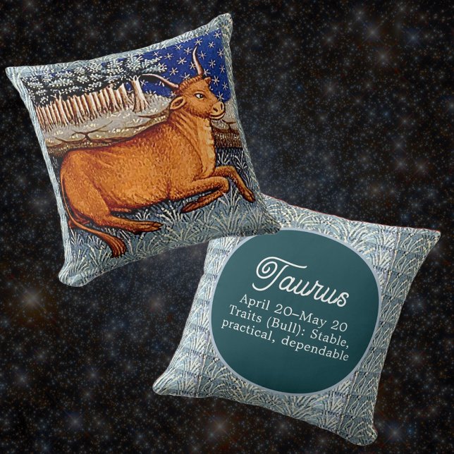 Taurus the Bull Zodiac Sign Birthday Party Throw Pillow (Creator Uploaded)