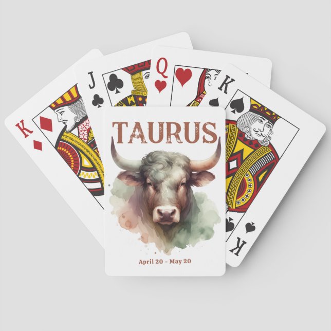Taurus the Bull Zodiac Sign Custom Birthday Playing Cards (Back)