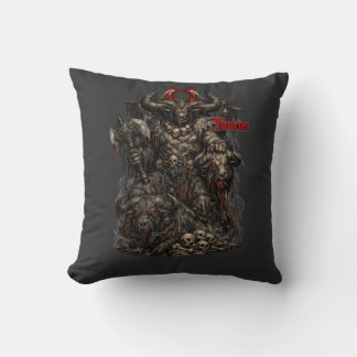 Taurus — The Infernal Warlord Throw Pillow