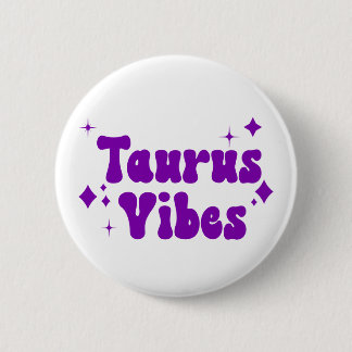 Taurus Vibes Zodiac Astrology Purple Stars Button