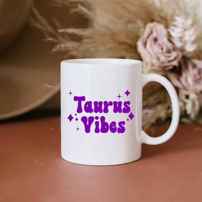 Taurus Vibes Zodiac Astrology Purple Stars Coffee  Mug (Creator Uploaded)