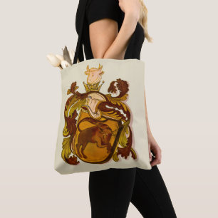 Taurus Vintage German Brown and Gold Coat of Arms Tote Bag