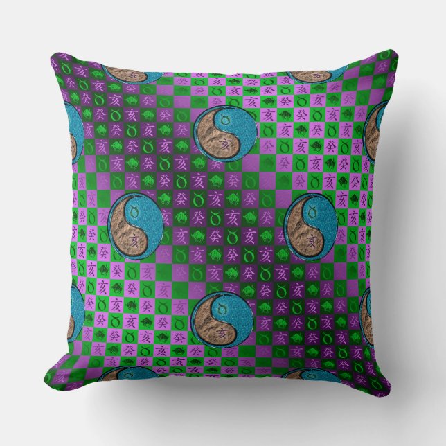 Taurus & Water Boar Throw Pillow (Front)