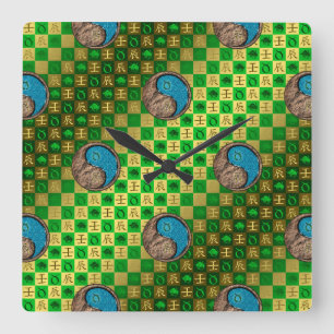 Taurus & Water Dragon Square Wall Clock
