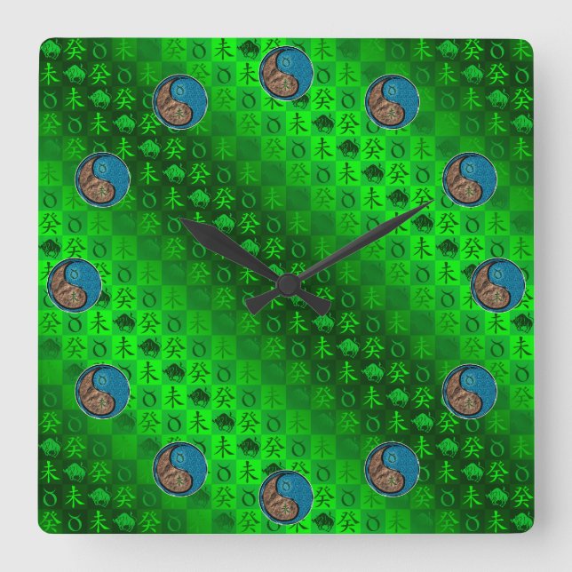 Taurus & Water Goat Square Wall Clock (Front)