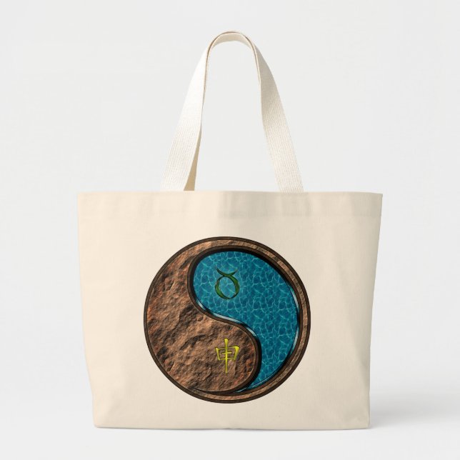 Taurus & Water Monkey Large Tote Bag (Front)