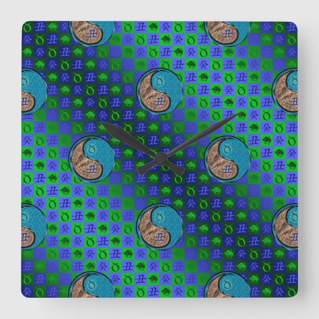 Taurus & Water Ox Square Wall Clock (Front)