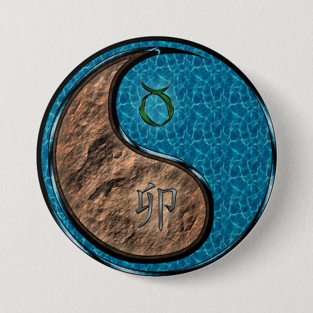 Taurus & Water Rabbit 3 Inch Round Button (Front)
