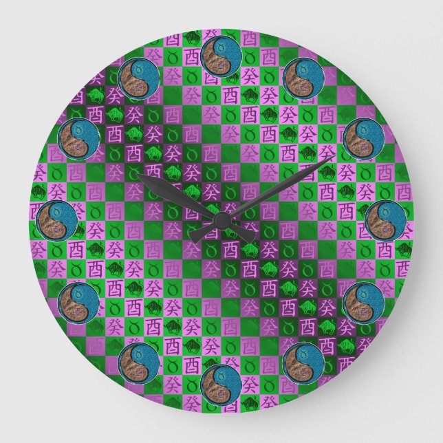 Taurus & Water Rooster Large Clock (Front)