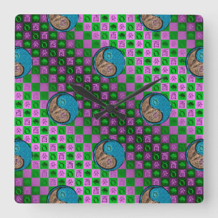 Taurus & Water Rooster Square Wall Clock